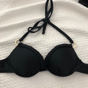 BLACK BRAIDED PUSH UP BIKINI TOP